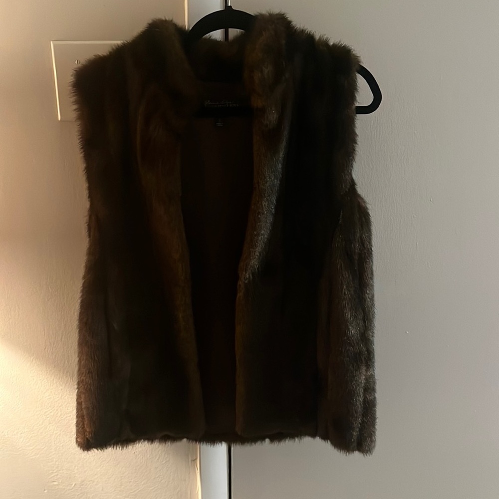 Fabulous Furs, Faux Mink Fur Vest Size S